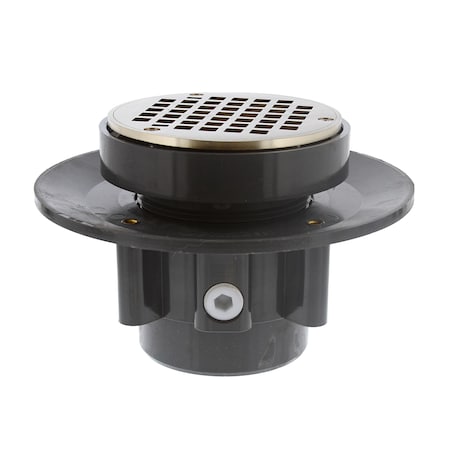 Jones Stephens 3inX4in LevelBest Complete Heavy Duty Slab Drain System, 3in Metal Spud, 5in Nickel Bronze Strainer D49655